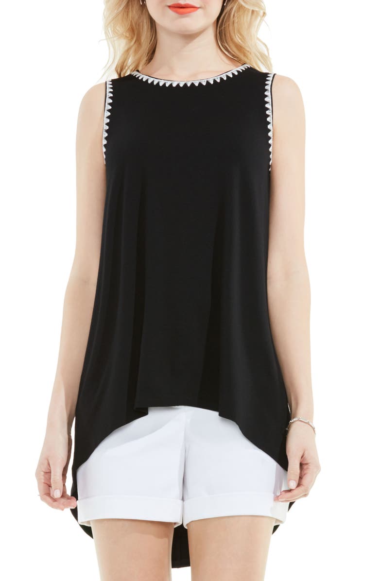 Vince Camuto Embroidered High/Low Top, Main, color, 