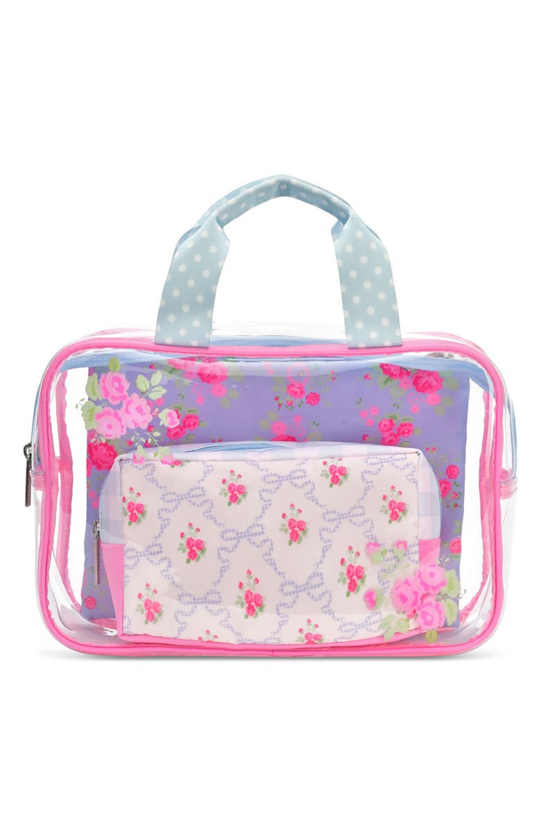 Iscream Kids' Floral Cosmetic Bag Trio, Main, color, Pink Multi