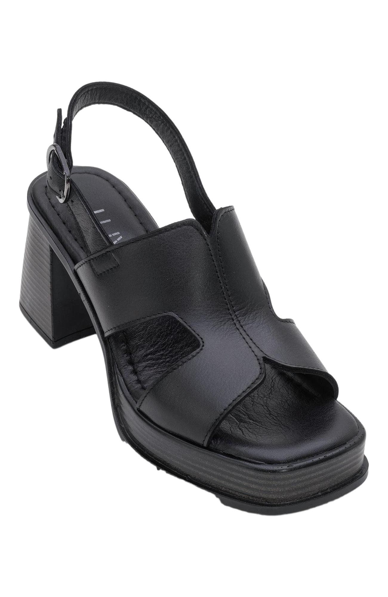 Forever & Always Shoes Zennia Leather Platform Sandal, Main, color, Black Leather