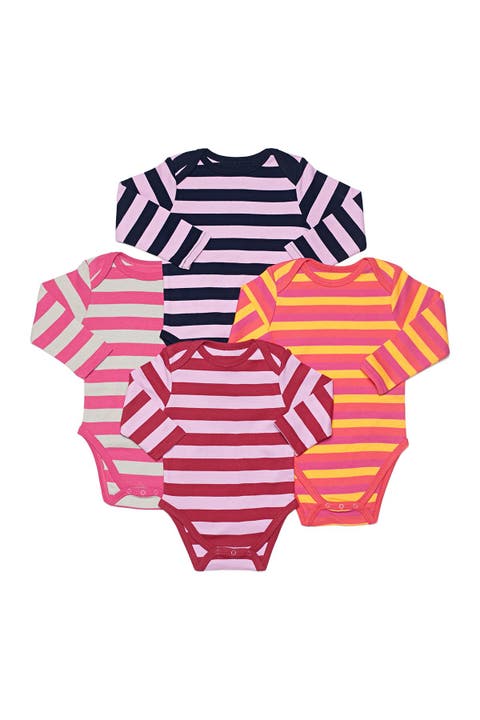 Striped Long Sleeve Bodysuit - Pack of 4