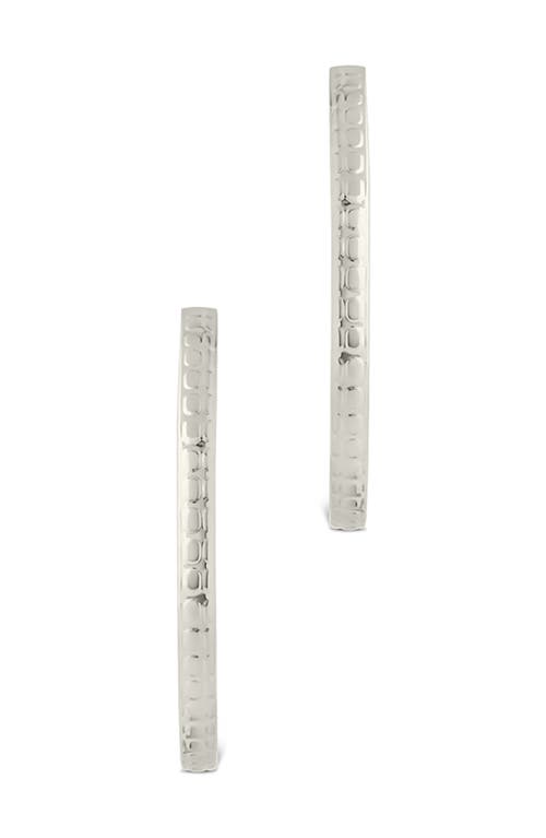 Sterling Forever Jessalyn Textured Hoop Earrings In Silver