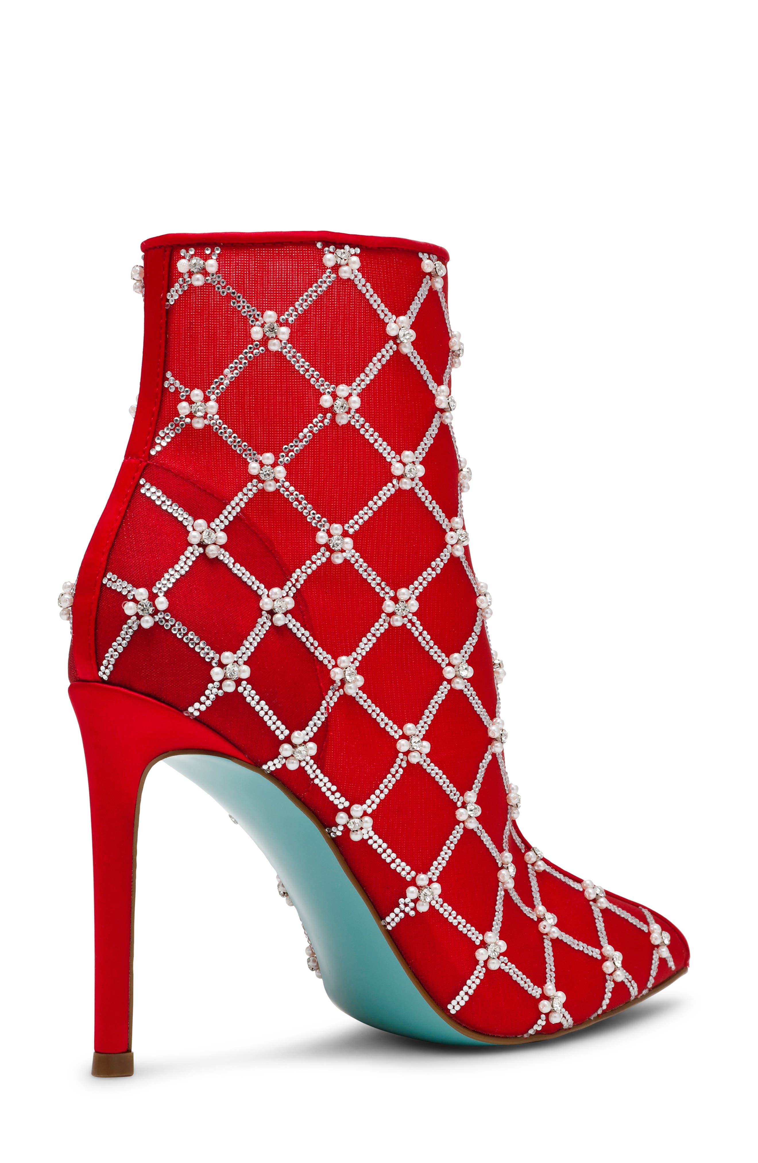 Lark Crystal Embellished Bootie, Alternate, color, RED