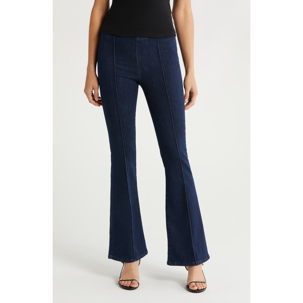 Shop Frame Jetset Pintuck Organic Cotton Blend Flare Jeans In Keller