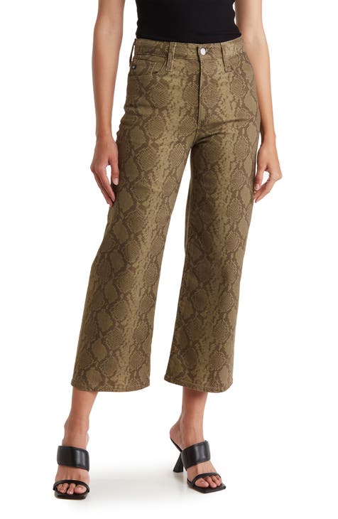 Etta Snake Print Crop Wide Leg Jeans