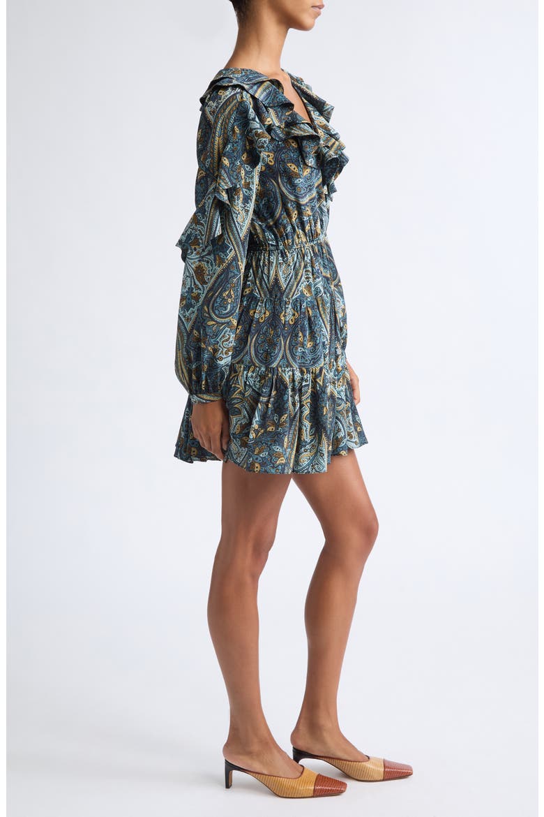Vivi Long Sleeve Silk Minidress, Alternate, color, PRUSSIAN