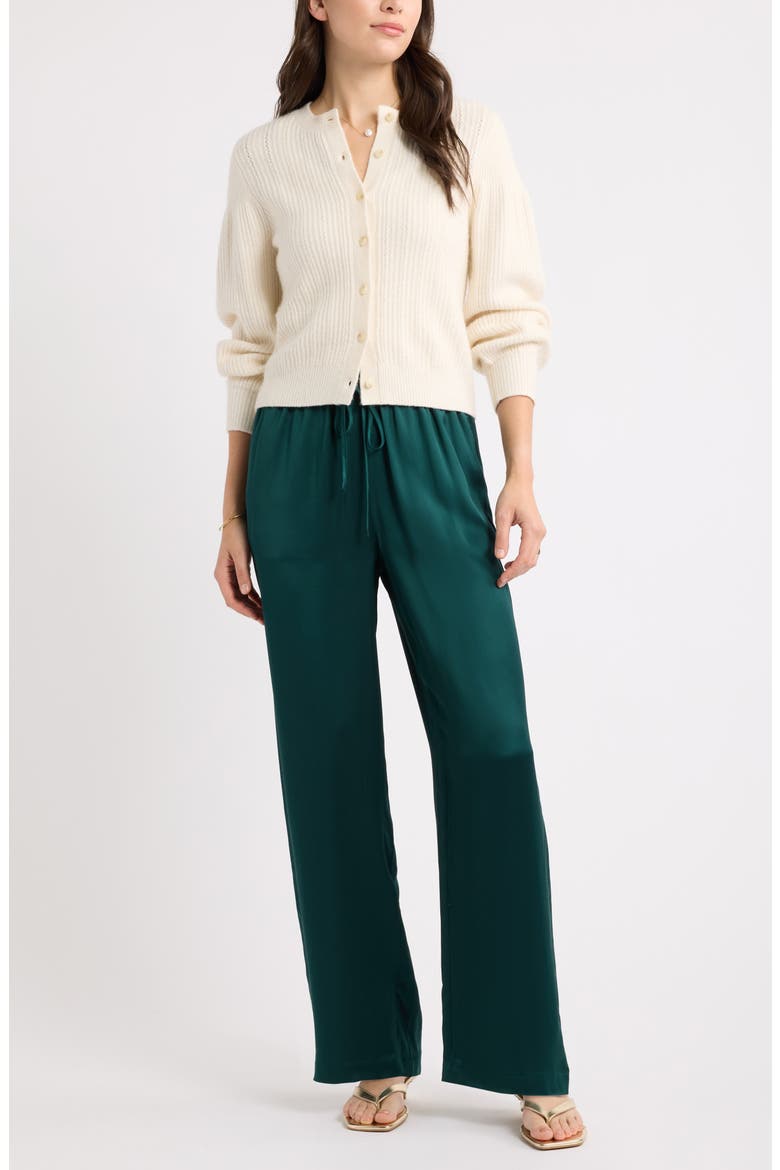 Wide Leg Satin Pants, Alternate, color, GREEN PONDEROSA