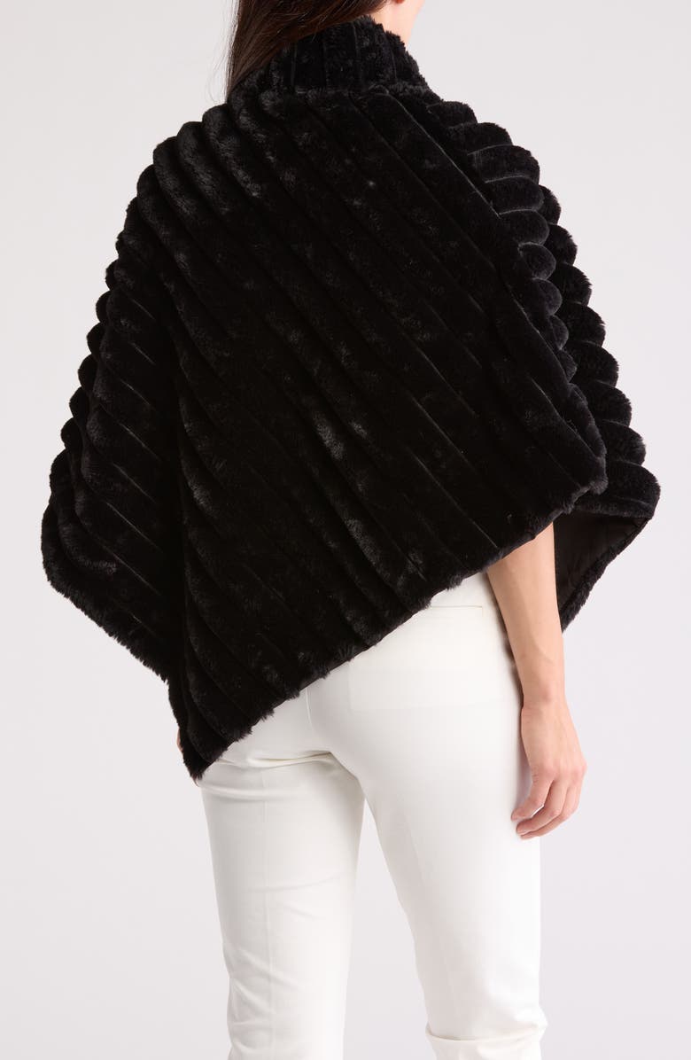 La Fiorentina Faux Fur Poncho, Alternate, color, Black