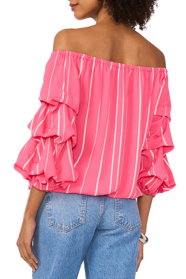 Off the Shoulder Stripe Blouse, Alternate, color, PINK BLISS