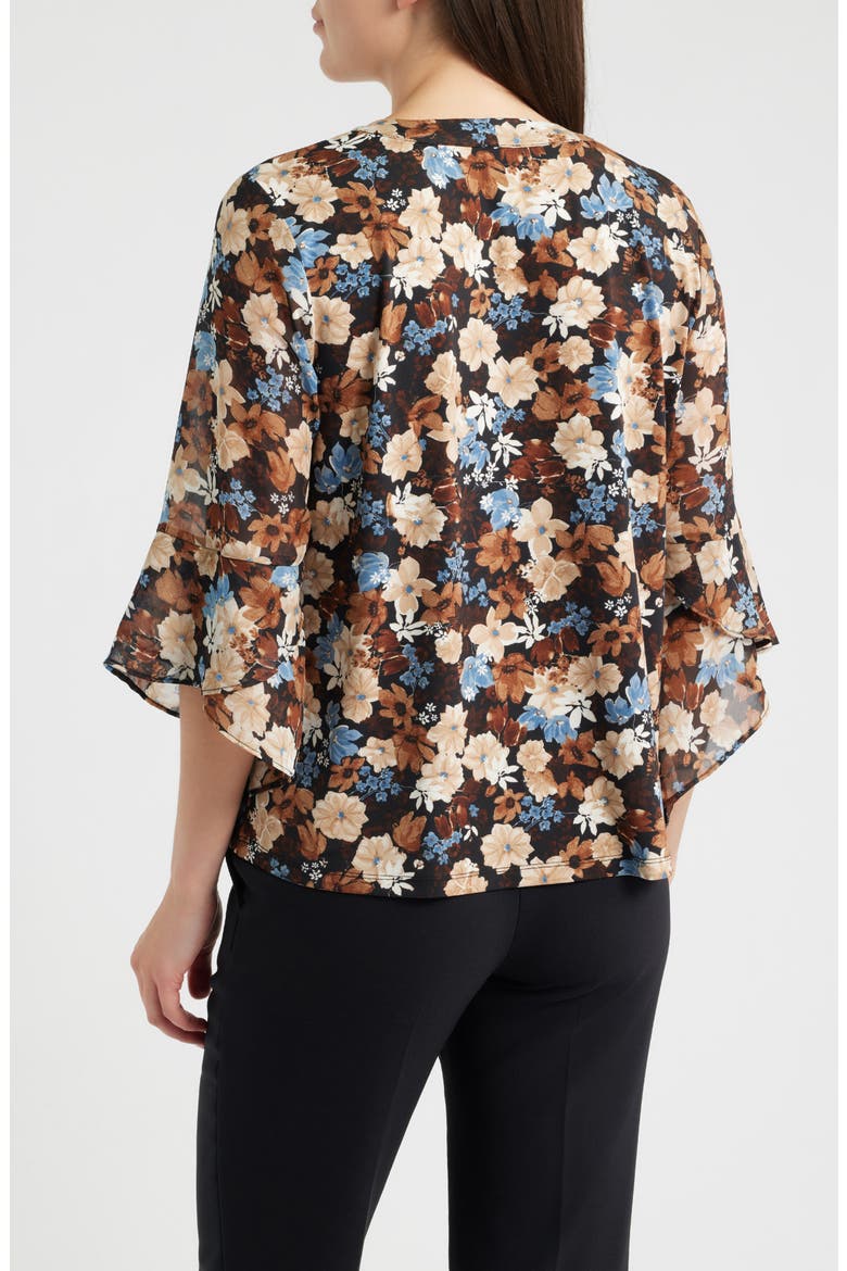 Floral Split Neck Bell Sleeve Top, Alternate, color, ANNE BLACK MULTI