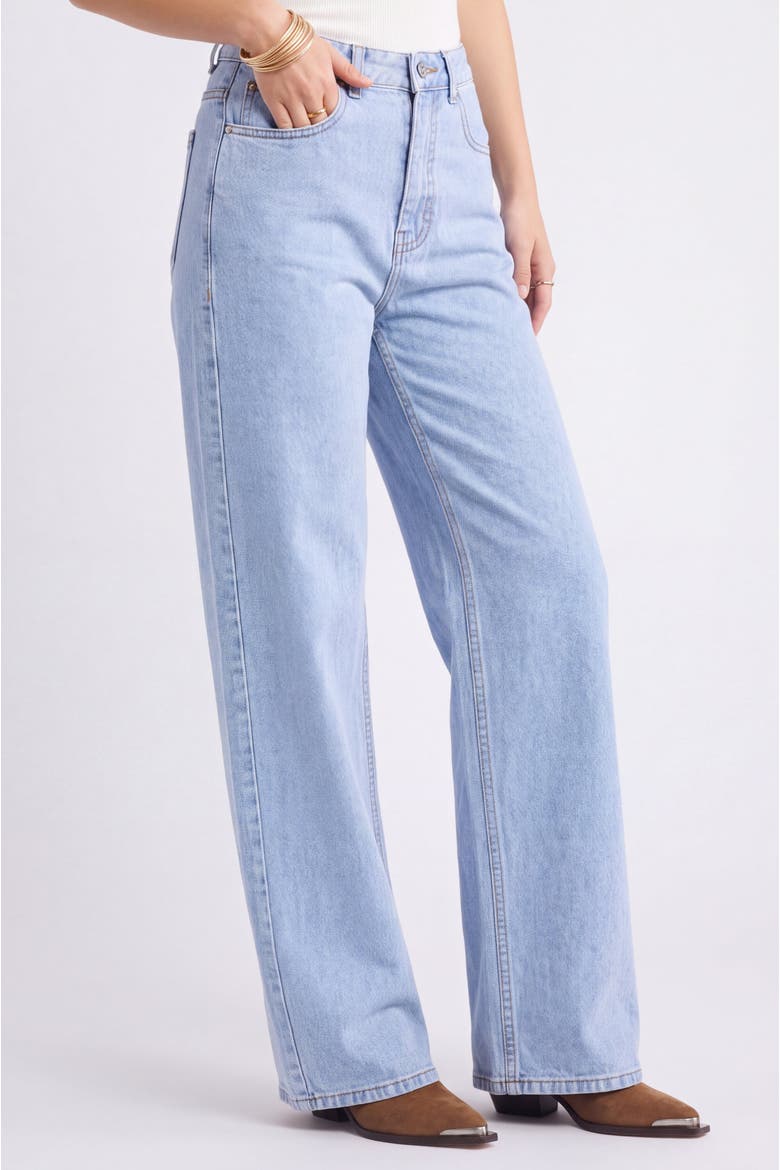 High Waist Straight Leg Jeans, Alternate, color, Light Wash