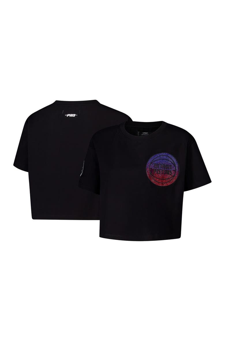 PRO STANDARD Women's Pro Standard Black Detroit Pistons Jewels Boxy Cropped T-Shirt, Alternate, color, 