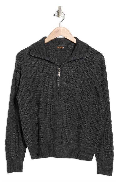 Renee C Braided Quarter Zip Sweater In Gray