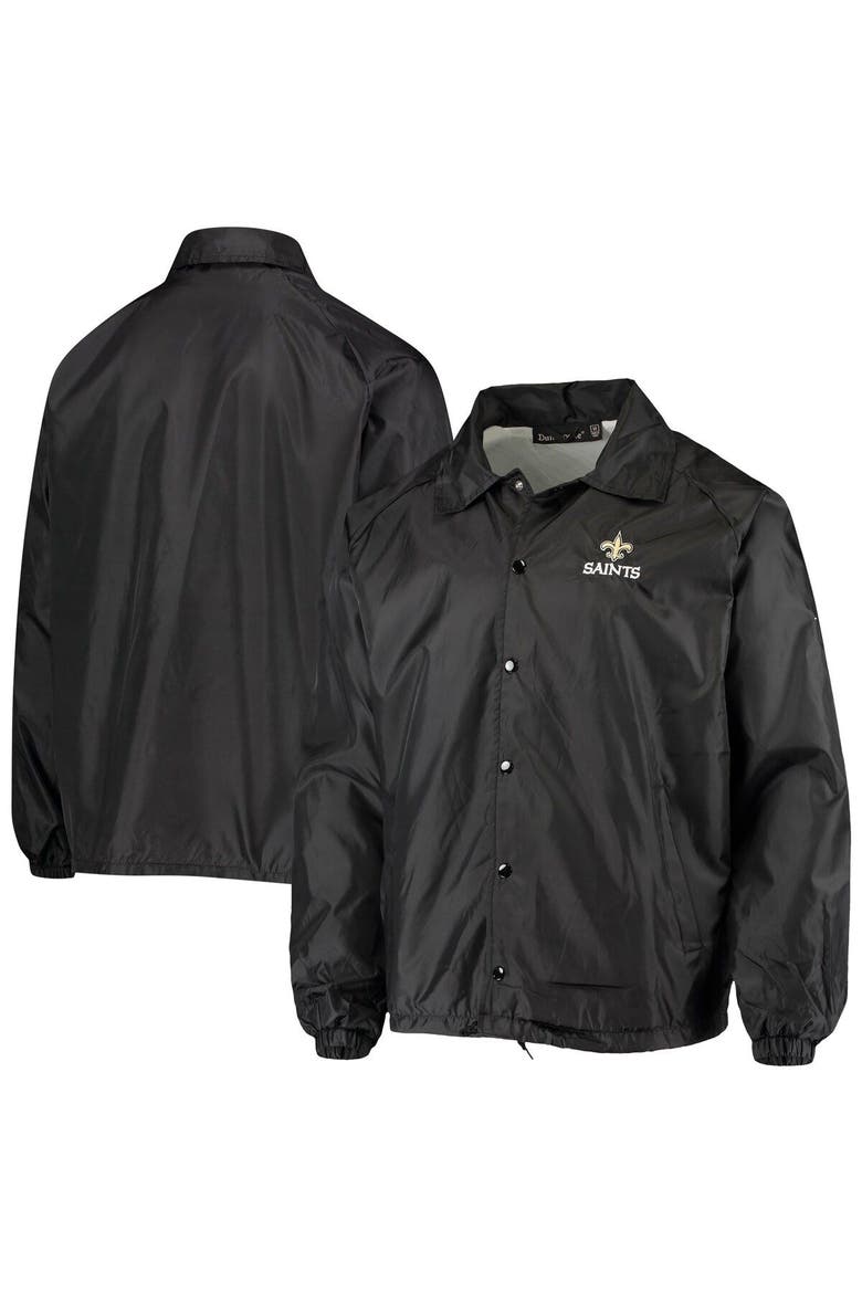 Men's Black New Orleans Saints Coaches Classic Raglan Full-Snap Windbreaker Jacket, Main, color, Black