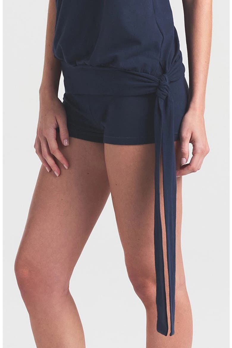 Stretch Cotton Jersey Foldover Shorts, Alternate, color, NAVY