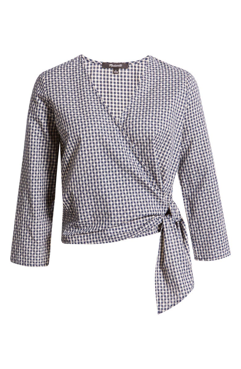 Madewell Women's Textured Cotton Wrap Top, Alternate, color,