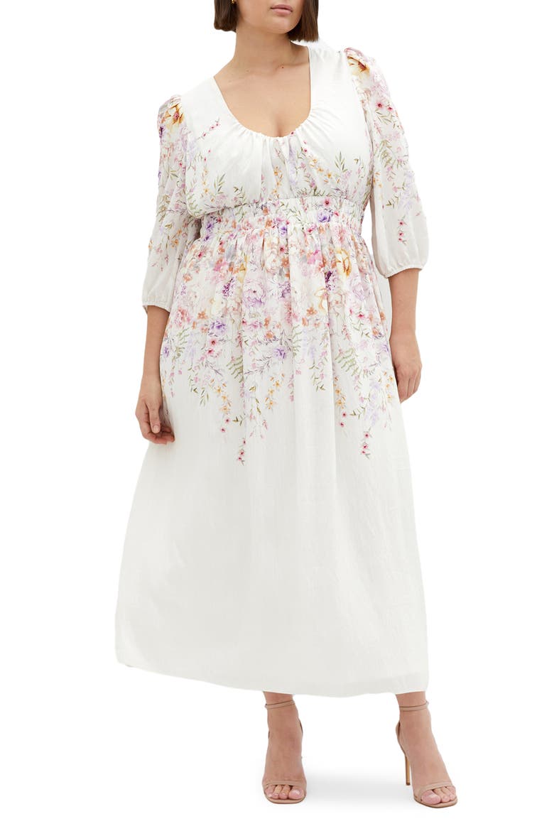 Keyla Floral Long Sleeve Maxi Dress, Main, color, FLIRTY BDR