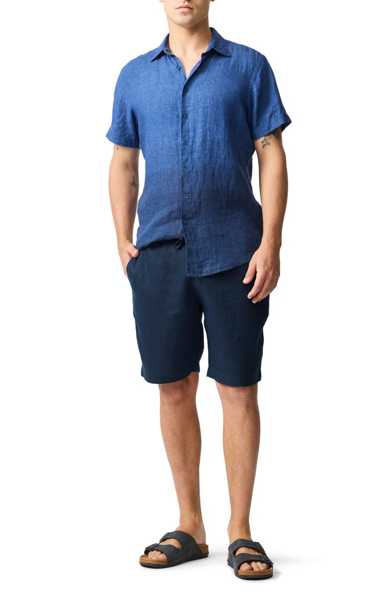 Rodd & Gunn Cannons Sports Fit Ombré Short Sleeve Linen Button-Up Shirt, Alternate, color, 