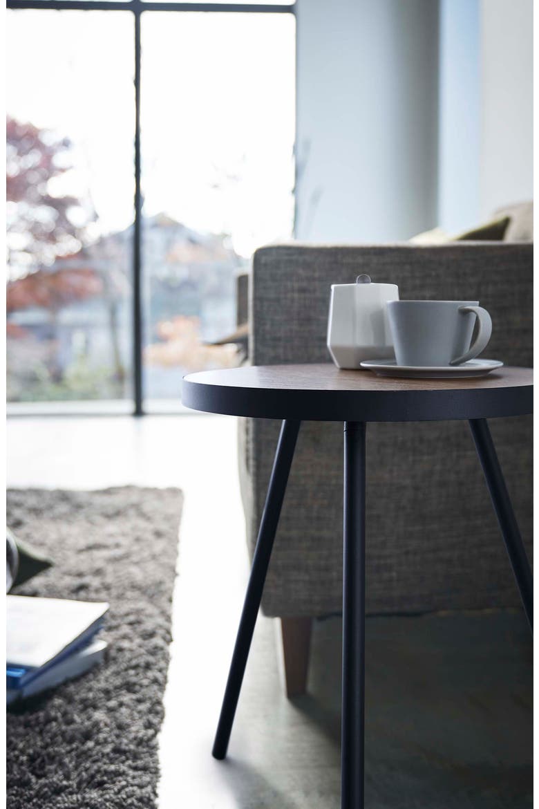 Round Accent Table, Alternate, color, BLACK