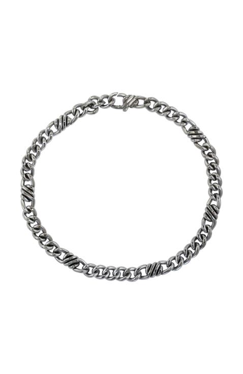 Textured Chain Bracelet in Sterling Silver