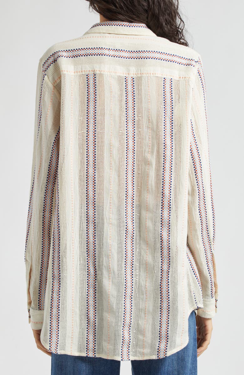 MILLE Sofia Long Sleeve Burnout Lace Button-Up Shirt, Alternate, color,