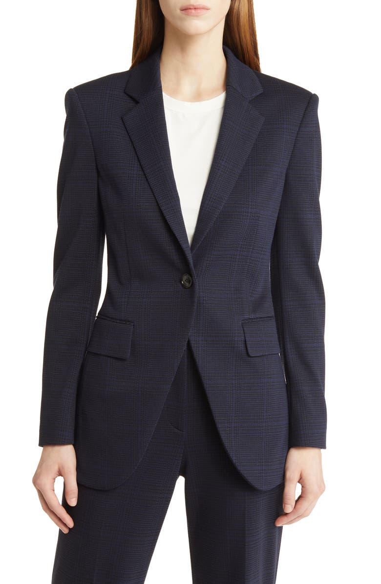 BOSS Jubeka Check One-Button Blazer, Alternate, color,