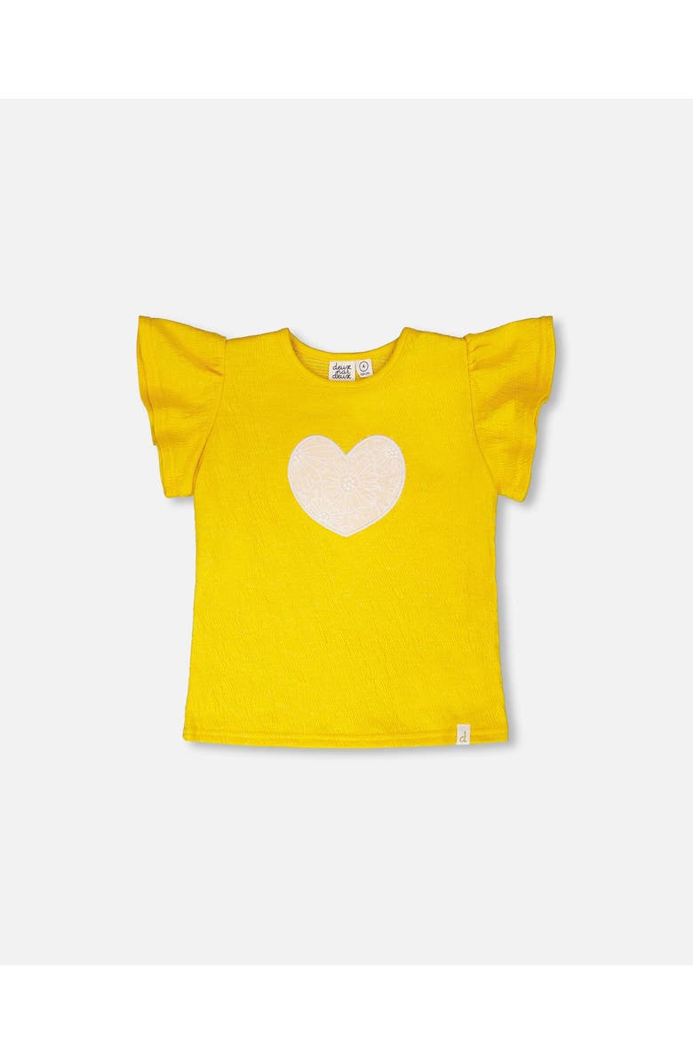Deux par Deux Crinkle Jersey Short Sleeve Top, Main, color, Yellow