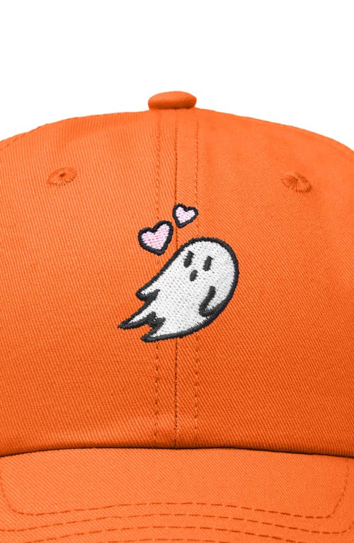 Dalix Heartly Ghost Embroidered Cap In Orange