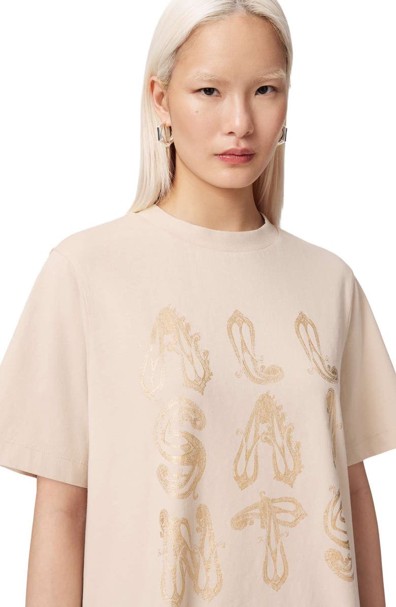 AllSaints Ella Lisa Metallic Graphic T-Shirt, Alternate, color, Dove White