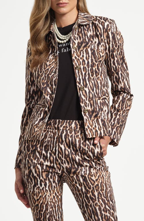 Isaac Mizrahi New York Sateen Jacket In Animal Print