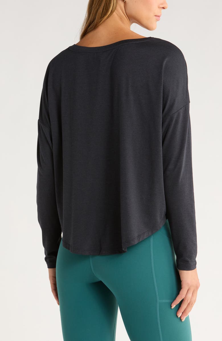Zella Restore Soft Long Sleeve Relaxed T-Shirt, Alternate, color, Black