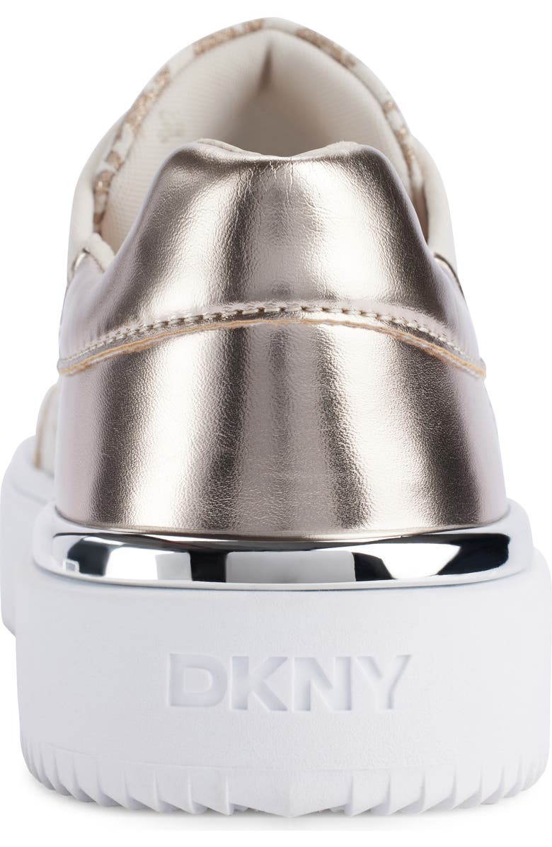 DKNY Bradley Metallic Logo Platform Sneaker, Alternate, color, Bone
