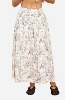Blu Pepper Floral Toile Pleated Midi Skirt