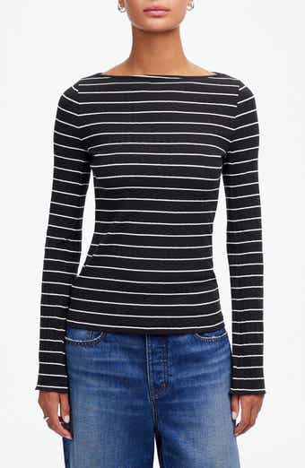 Madewell Stripe Boatneck Long Sleeve Rib Top