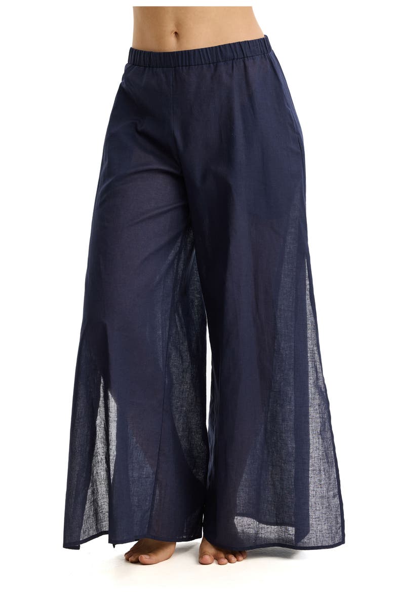Linen Beach Pant Cover-Up, Alternate, color, Navy
