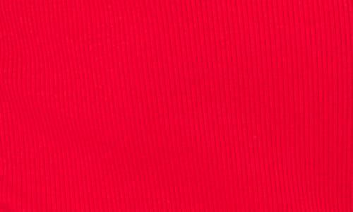 Cece Mixed Media Layered Look Sweater In Red