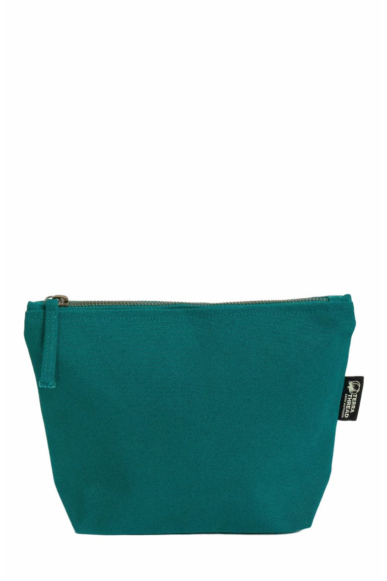 Organic Cotton Makeup Bag, Main, color, Deep Sea Teal