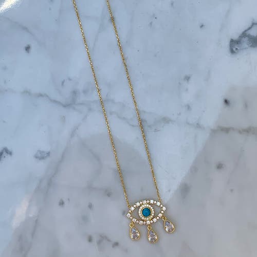 Gemma Azzurro Teardrop Turquoise  Evil Eye Necklace In Blue