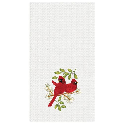 C & F Home C&f Home Song Bird Cardinals Waffle Weave Cotton Kitchen Towel In White