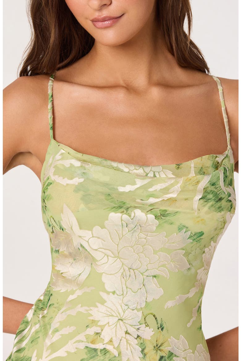 Gaia Midi Dress, Alternate, color, LIGHT GREEN FLORAL