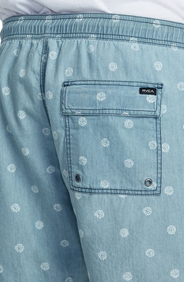 RVCA Escape Cotton Chambray Drawstring Shorts, Alternate, color, Washed Indigo
