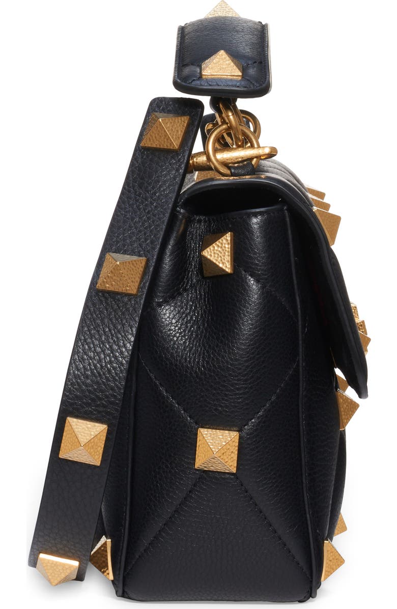 Valentino Garavani Large Roman Stud Matelassé Leather Top Handle Bag, Alternate, color,