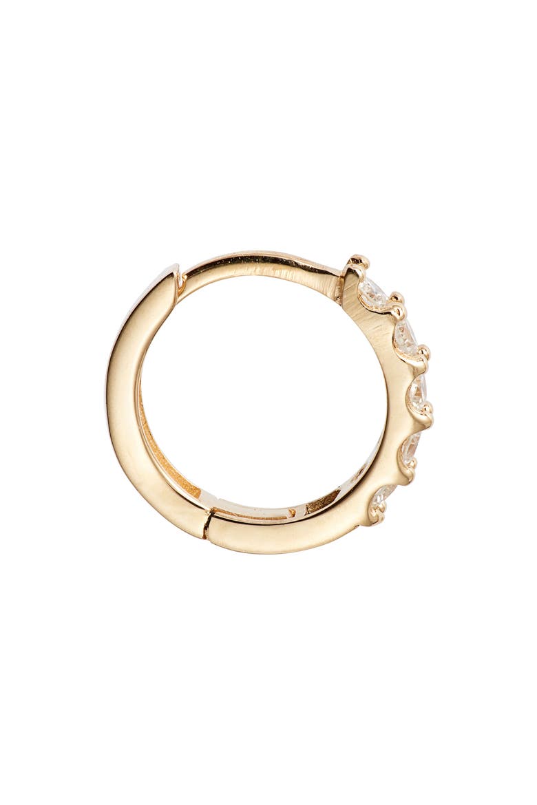 Cleo Mini Pavé Diamond Single Huggie Hoop Earring, Alternate, color, 0.15 CTW YELLOW GOLD/ DIAMOND