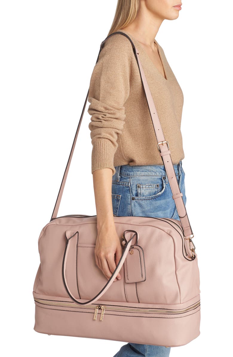 Mali + Lili Large Riley Vegan Leather Weekend Travel Bag, Alternate, color, Mauve