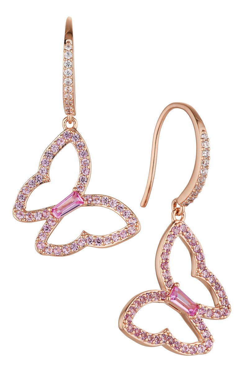 Nadri Cirque Pavé Cubic Zirconia Butterfly Drop Earrings, Main, color, Rose Gold
