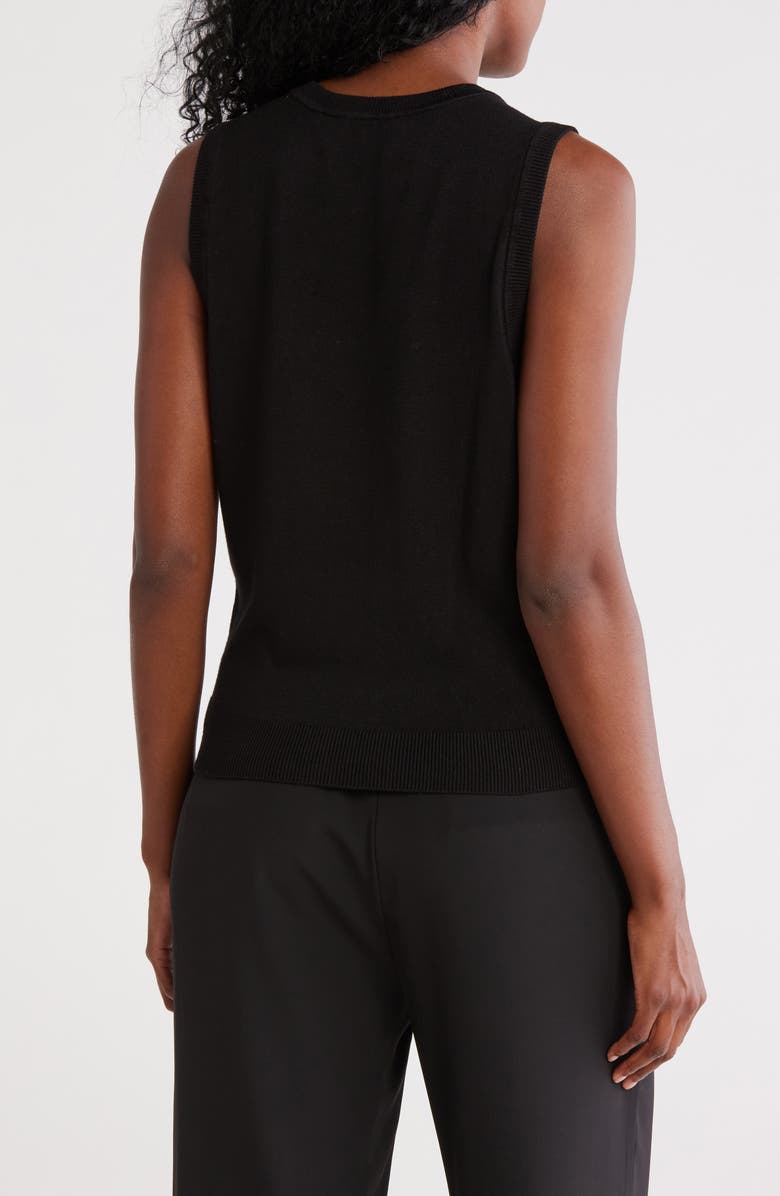 DKNY Mixed Media Sleeveless Sweater, Alternate, color, Black/ Ivory Pinstripe