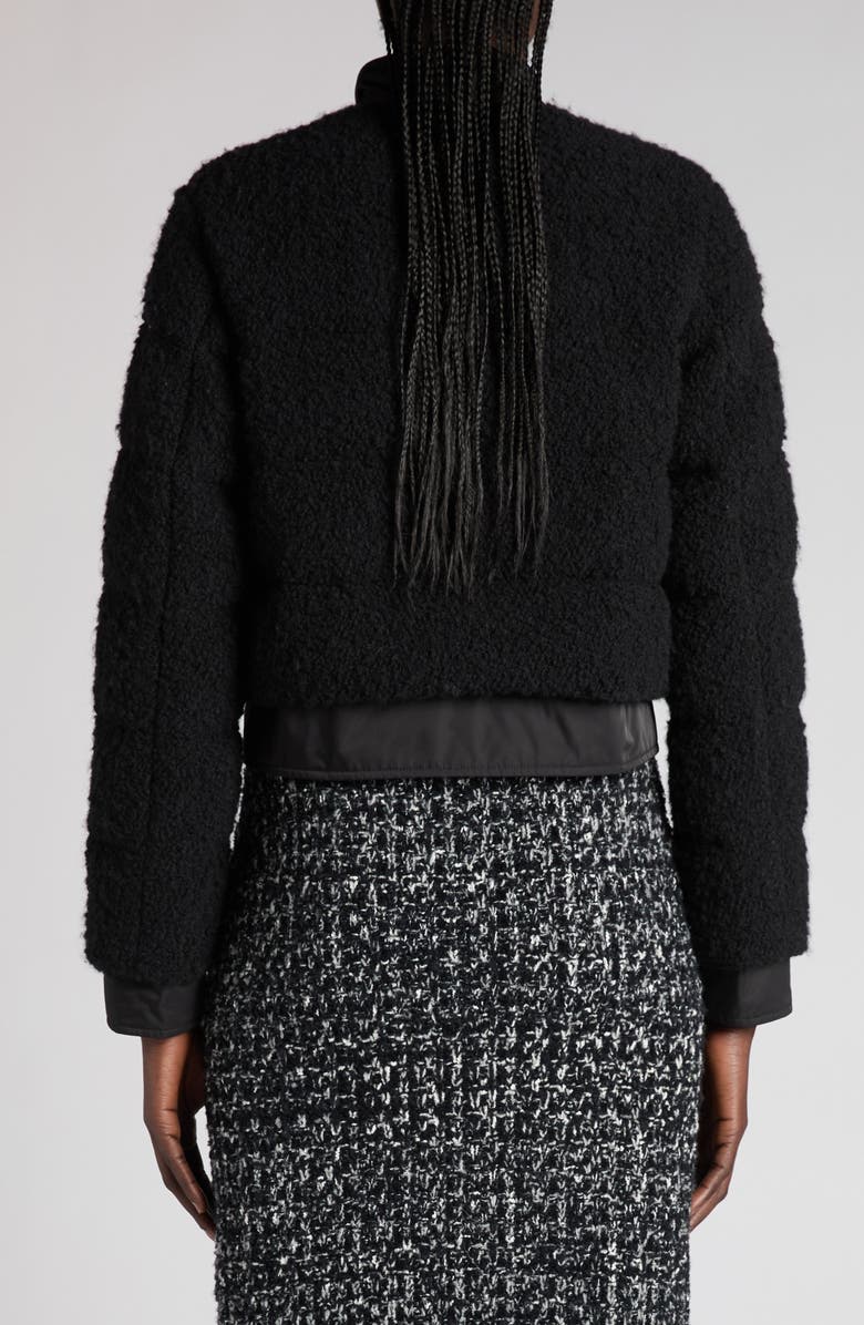 Moncler Blandy Bouclé Down Jacket, Alternate, color, Black