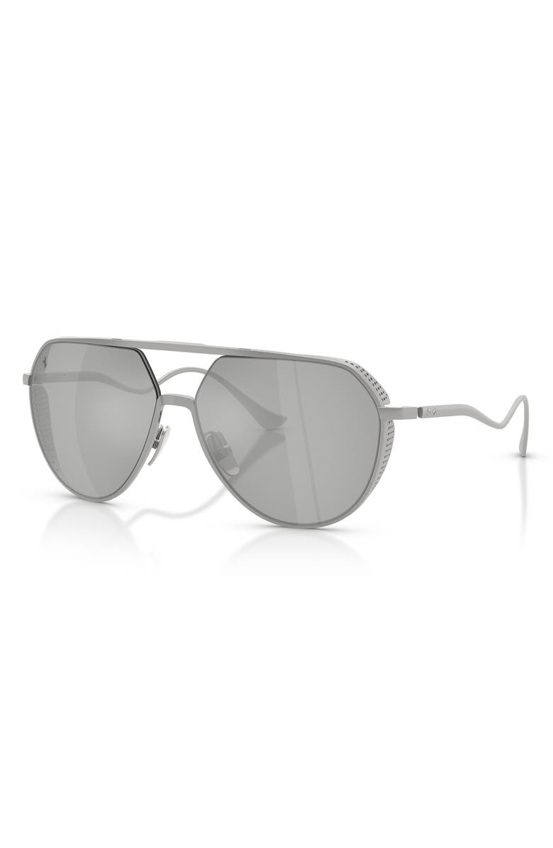 Ferrari 59mm Polarized Pilot Sunglasses, Alternate, color, Matte Silver / Silver Mirror
