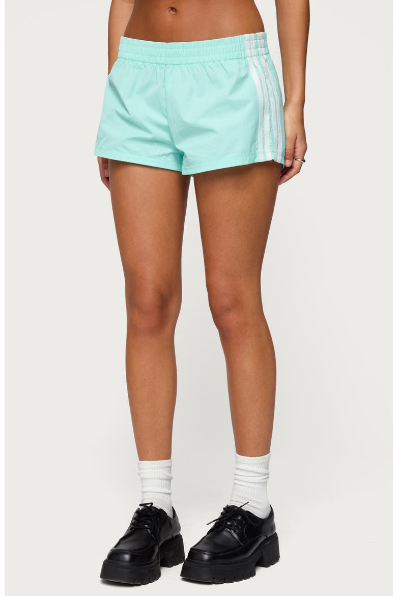 Nikki Side Stripe Nylon Shorts, Main, color, AQUA