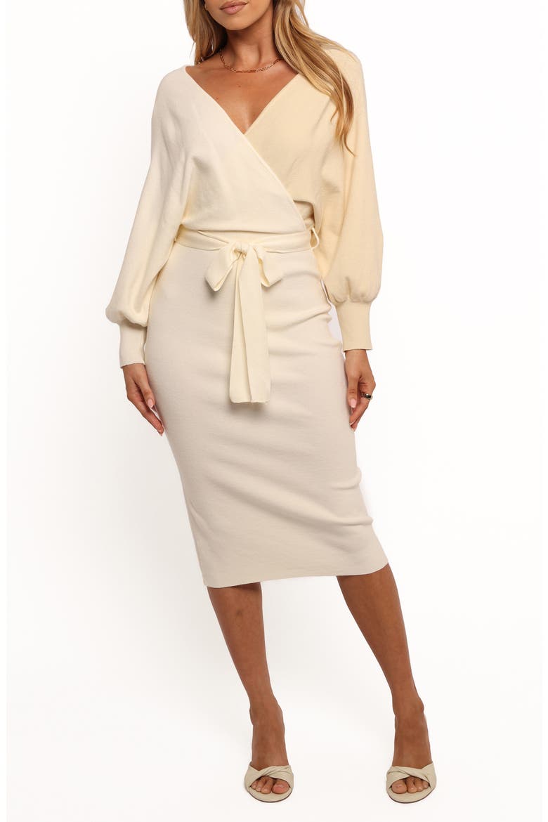 Nate Long Sleeve Sweater Dress, Main, color, WHITE