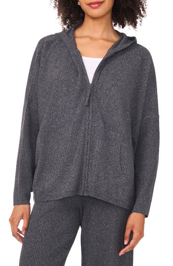 Halogen ® Rib Knit Hoodie In Gray
